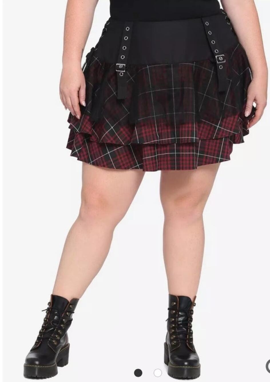 Hot Topic Maroon Plaid Yoke Skirt Plus Size XL